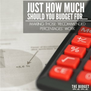 By now, I'm sure you've heard of those "recommended percentages" in budgeting and I'm sure you've already come to the conclusion that they don't work for you. But, just how much should you budget for this or that? This is my simple answer.