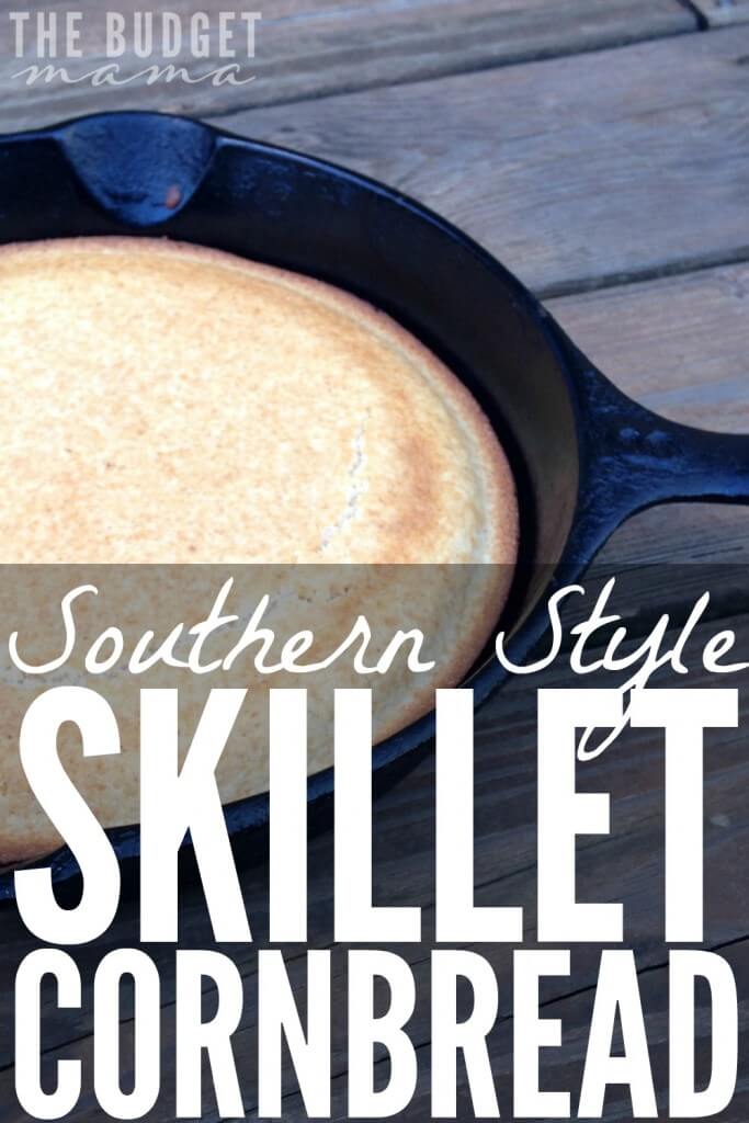 This Southern style skillet cornbread is the perfect compliment to BBQ, chili, and stews. It's super easy to make and uses no buttermilk. 