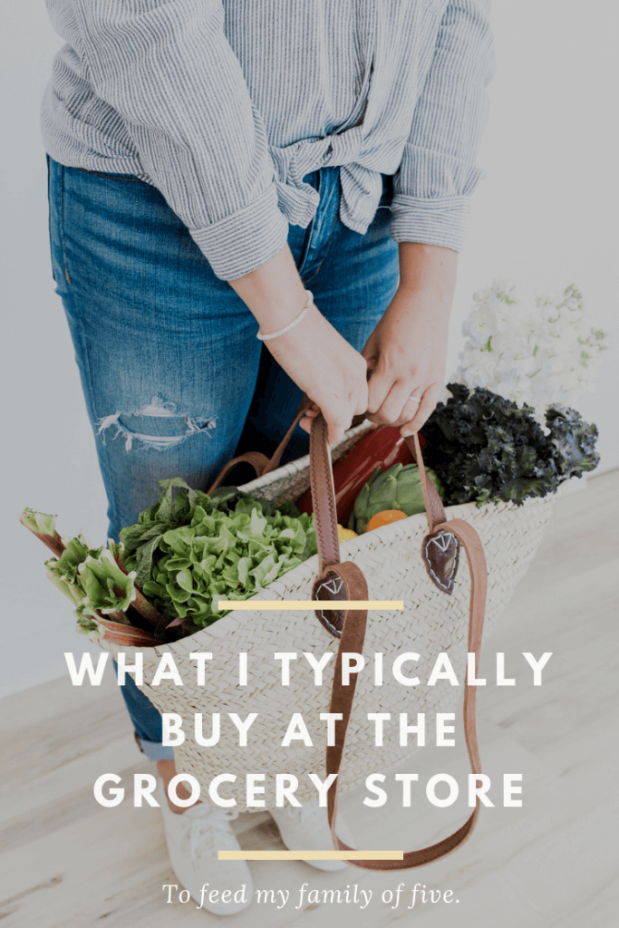 We live on a modest grocery budget for our family five. A lot of folks have asked me to share what I typically purchase for our family at the grocery store, so here goes!